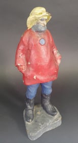 Antique Cast Iron Figural Old Salt Fisherman Doorstop