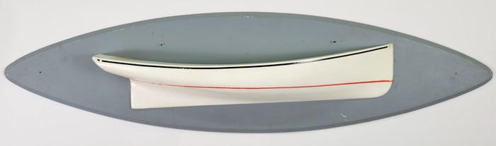 Vintage Composition Half Hull Model of a Catboat