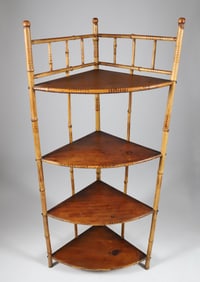 Vintage Bamboo Four Tier Corner Shelf