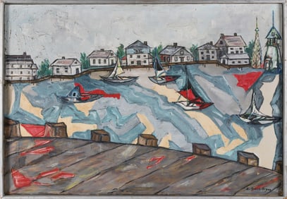 S. (Samuel) Bruce Brown (African American Member of the Little Paris Group) Oil on Canvas "Nantucket