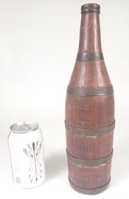 Antique English Oak Brass Bound Bottle
