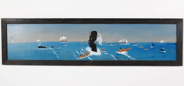 Charlie Munro Oil on Board "Breaching Whale", circa 2005