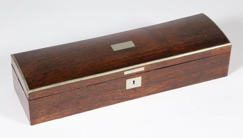 Mahogany and Silver Gilt Dome Top Glove Box, 19th Century