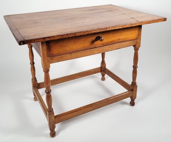 18th C. New England Tiger Maple and Pine Tavern Table
