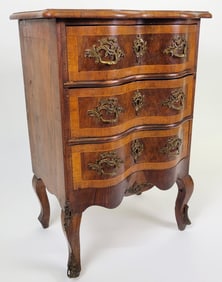 19th Century French Rococo Three Drawer Serpentine Commode