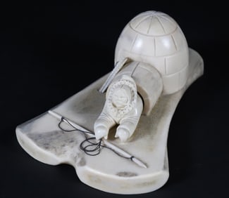Vintage Inuit Igloo Caribou Antler Carving