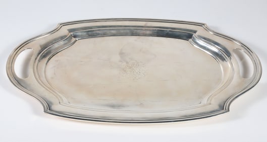 Sterling Silver Monogrammed Two Handle Tray
