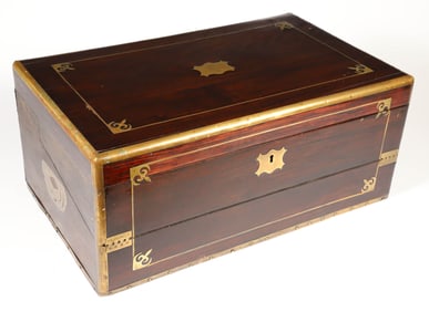 Chinese Export Double Hinged Lap Desk with Brass Inlays, early 19th Century