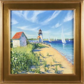 Illya Kagan Oil on Canvas "Sailing Off Brant Point, Nantucket"