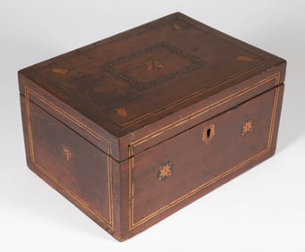 Multi-wood Inlaid Trinket Box, 19th Century