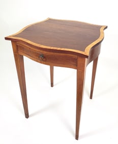 Serpentine Hepplewhite Style One Drawer Night Stand, 20th century