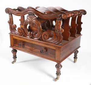 Regency Carved Exotic Wood Canterbury, 19th Century