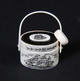 Al Doucette Miniature Scrimshaw Ditty Box Purse Pendant
