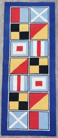 Nautical Signal Flag Wool Hooked Rug Runner