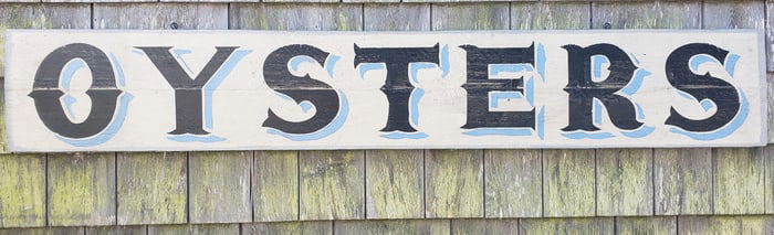 Antique Style Hand Painted Wood Oysters Trade Sign