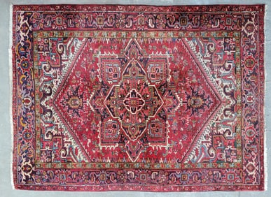 Vintage Heriz Hand Knotted Oriental Carpet, circa 1940s