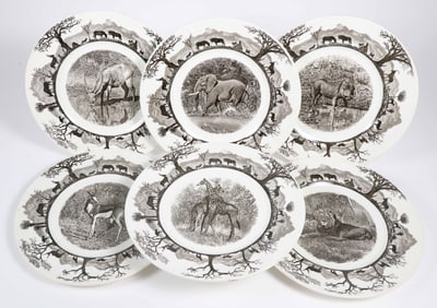 Set of Six Wedgwood Kruger National Park, South Africa, Animal Portrait Plates