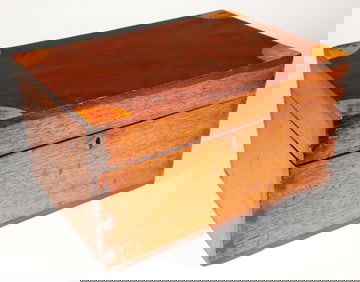 Dovetailed Mahogany Storage Box with Cookie Corner Inlays, 19th Century