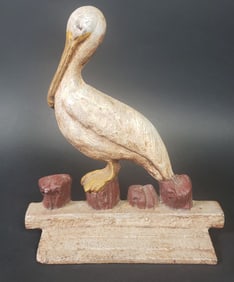 Vintage Cast Iron Figural Crane Doorstop
