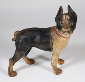 Vintage Painted Cast Iron Boston Terrier Doorstop