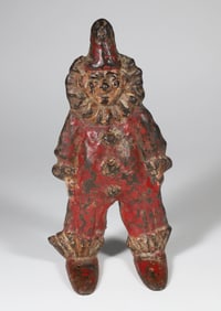 Rare Antique Cast Iron Painted Clown Doorstop