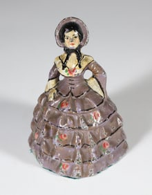 Vintage Cast Iron Painted Lady Bell Doorstop