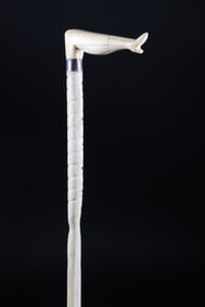 Whaleman Made Naughty Leg Whalebone Cane, circa 1870