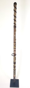 Antique Ernest Soper Carved and Painted Polychrome Presentation Walking Stick