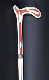 Moroccan Bone and Red Resin Cane, 20th Century