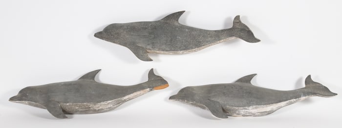 Three Clark Voorhees Jr. Carved Porpoise Plaques