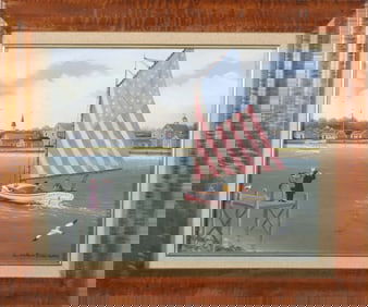 James Wallace Baker Oil on Canvas "Cleopatra of Nantucket", circa 1989