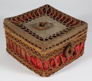 Sailor Made Macrame Covered Box, 19th Century