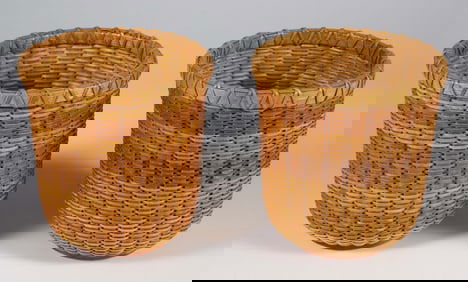 Pair of Paul Willer Cylindrical Nantucket Baskets