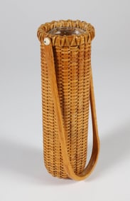Paul Willer Nantucket Bud Vase Basket with Glass Liner, circa 1982