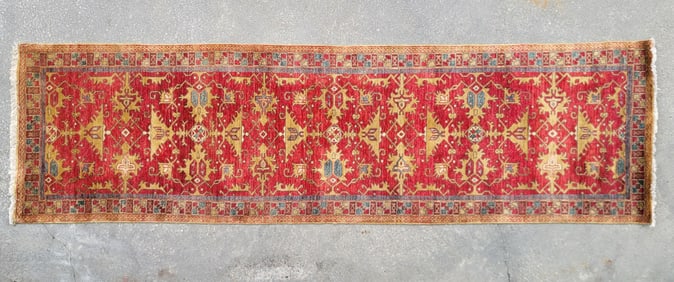 Vintage Hand Knotted Wool Oriental Rug Runner