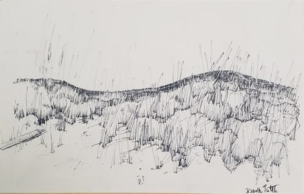 Isabelle Hollister Tuttle Pen and Ink Nantucket Drawing, "Madaket Dunes"
