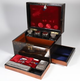 English Coromandel Lady's Traveling Fitted Vanity Box, 19th Century