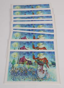 Collection of Twenty C. Robert Perrin "Nantucket Cobblestone Holiday" postcards, circa 1986