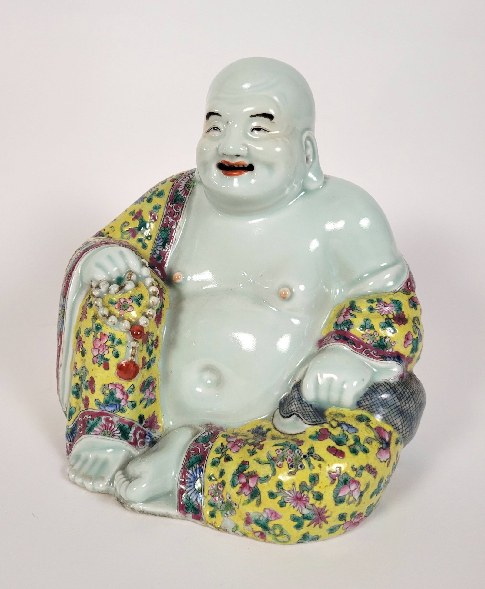 Antique Chinese Porcelain Famille Rose Decorated Laughing Buddha Statue (1 of 7)