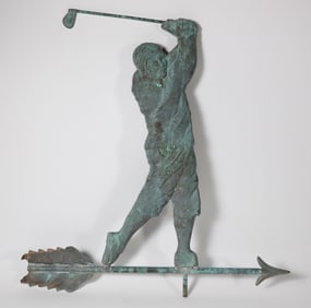 Vintage Copper Golfer Weathervane