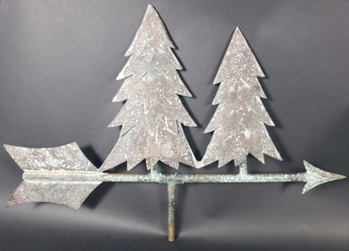 Vintage Copper Figural Christmas Tree Weathervane