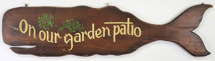 Vintage Carved and Painted Sperm Whale Patio Sign