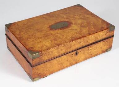 Vintage Bird's Eye Maple Box with Corner Brass Inlays
