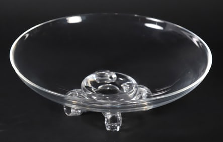 Signed Steuben Clear Glass Footed Centerpiece Bowl