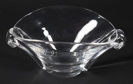 Signed Steuben Clear Crystal Oval Bowl