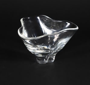Signed Steuben Clear Glass 3-Fold Bowl