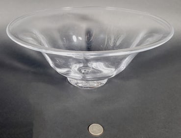 Large Vintage Simon Pearce Hand Blown Glass Shelburne Center Bowl