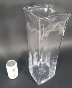Simon Pearce Clear Crystal Cube Form Vase