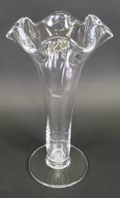 Large Vintage Simon Pearce Handblown Clear Glass Flower Bouquet Vase