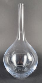 Vintage Simon Pearce Hand Blown Clear Glass Bottle Vase